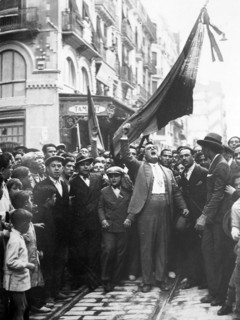Spontaneous street demonstration in support of the republic in Spain 1930