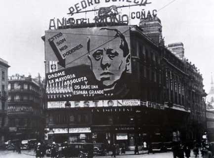 Poster on a Madrid building depicts José María Gil-Robles