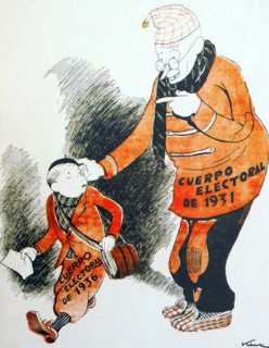 Political cartoon comparing the 1931 and 1936 Spanish General elections published 1935