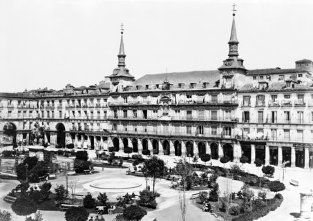 1880, Madrid, Spain. Scene in the Plaza Mayor