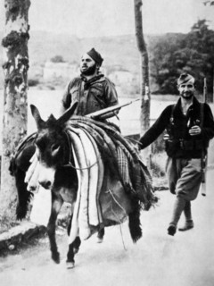 Spanish Civil War, republican soldier travels by donkey
