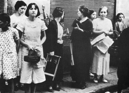 Women queue for basic food supplies in Spain, during the Spanish Civil War