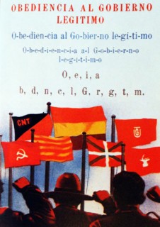 Saluting the flags of the popular front.