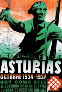 Republican Spanish poster to recall the Asturias Revolution of 1934.