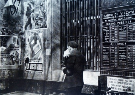 Bank in Vizcaya closed, during the Spanish Civil War