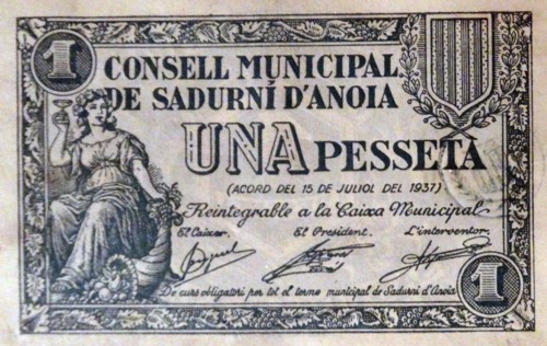 banknote issued during the Spanish Civil War