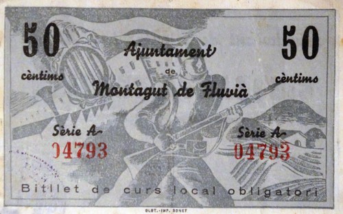 banknote issued during the Spanish Civil War