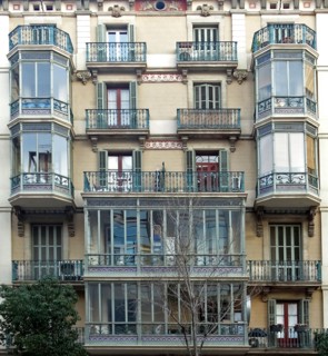 Façade of apartments of the early twentieth century, Barcelona, Spain