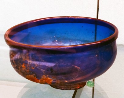 Cobalt-blue blown glass bowl
