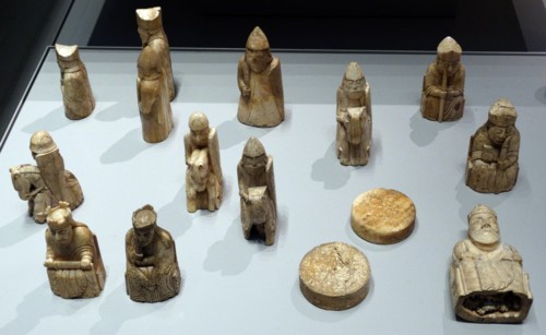 Medieval Lewis Chessmen made from carved walrus ivory