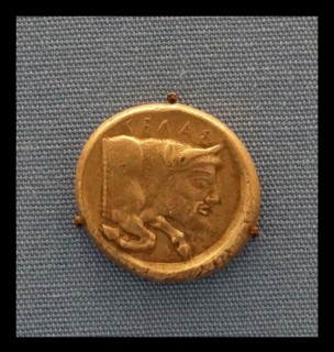 Greek Tetradrachm of Gela 450 BC depicting the river-god Gelas