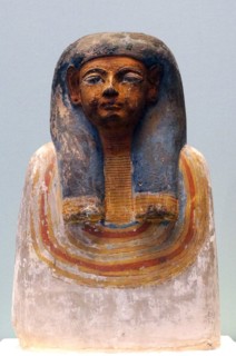 Painted limestone ancestor bust. 19th or 20th Dynasty, about 1295-1070 BC