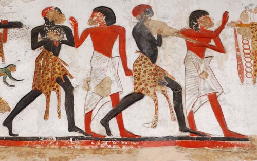 Egyptian temple relief depicting a military expedition by Rameses II (1279-1213 BC)