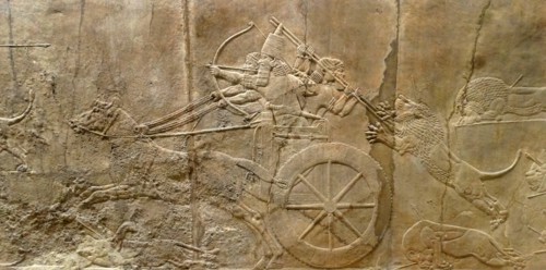 Relief depicting The royal lion hunt. Assyrian, about 645-635 BC From Nineveh