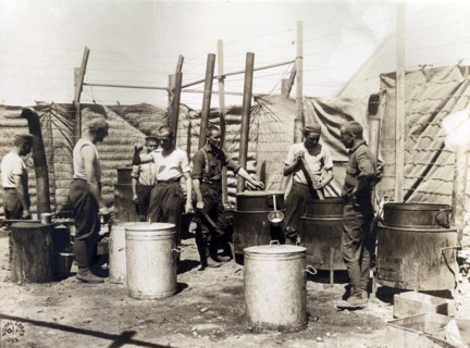 The open air kitchen used by German POW in France