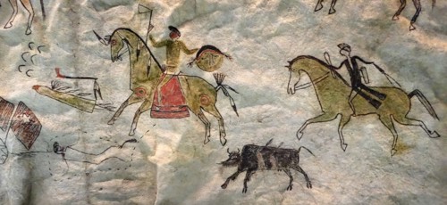 Painted buffalo hide by the Lakota indigenous people of the Great Plains of North America