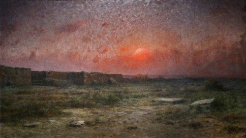 Painting titled 'The Same Old Scene' by Modest Urgell
