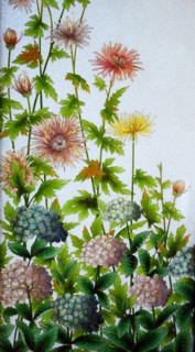 Glass and Wood screen decorated with flowers by Frederic Vidal