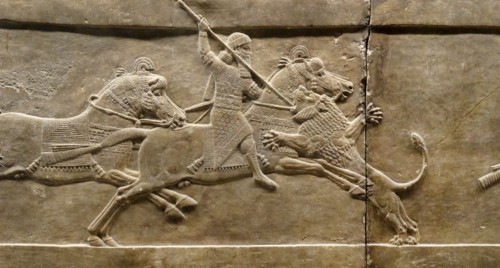 return from the lion hunt Nineveh, Iraq. Assyrian 645-636 BC