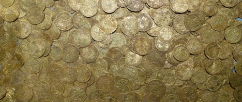 Hoard of 15th Century, Spanish, gold doubloons