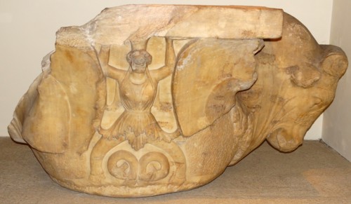 Greek capital of a column with a Caryatid From the Agora of Satamis, Cyprus About 350 BC
