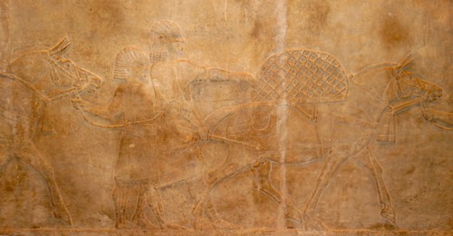 Relief showing hunting. Assyrian, about 645-635 BC From Nineveh, Iraq