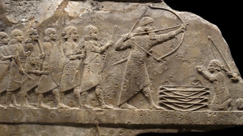 Relief showing Ashurbanipal rescues foreign princes from a 1ion. Assyrian, about 645-635 BC From Nineveh, Iraq.