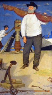 Fisherman carrying a sail by Joseph Southall