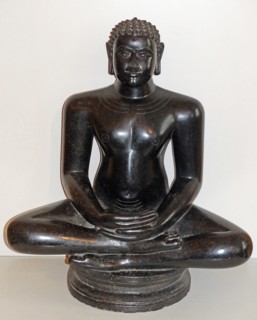 Stone statue depicting a seated Mahavira, from Karnataka, India