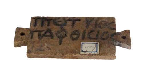 Egyptian wooden tag with Greek inscription