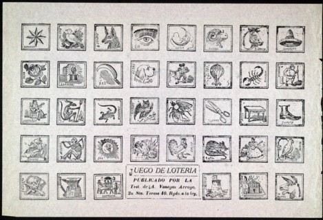 Juego de lotería: Lotería game by José Guadalupe Posada, 1852-1913, artist.