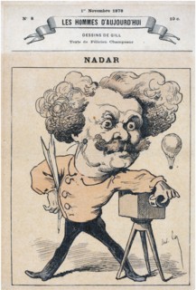 French caricature of photographer and balloonist Nadar