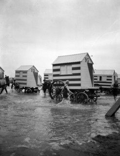 Beach changing wagons or mobile cabins. Europe 1905