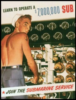 World War two, US Navy submarine recruitment poster 1943