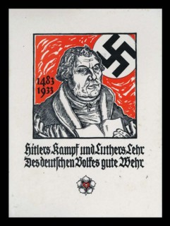 Hitler's fight and Luther's teaching. Nazi propaganda poster 1933