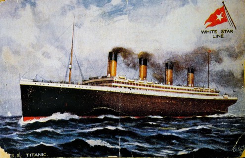 Pre-disaster postcard, front depicting the Titanic