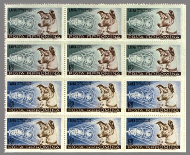 Laika Space Dog stamps issued by Romania