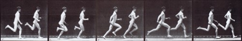 Early footage of a men running