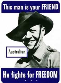 Patriotic Second World War poster depicting an Australian US ally