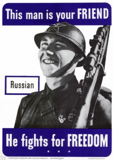 Patriotic Second World War poster depicting a Russian US ally