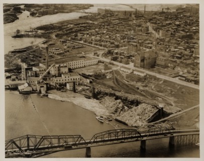 Aerial view of Eddy Parker Hills and Chaudiers Falls, Quebec, Canada
