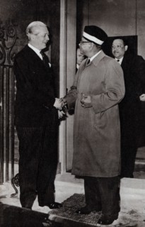 Tenku Abdul Rahman (Prime Minister of Malaysia, leaves 10 Downing Street, London after meeting with Harold Macmillan