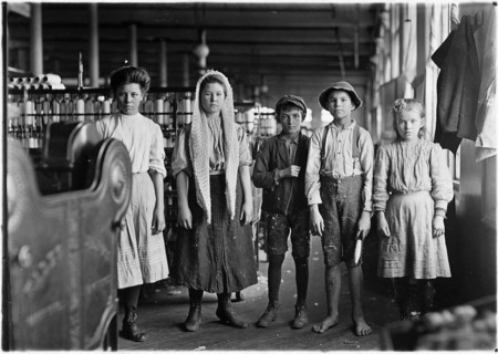 Child Labour: Spinners and doffers in Lancaster Cotton Mills, USA. 1910