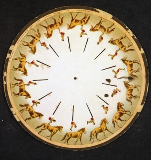 The zoopraxiscope showing a somersault on horse back 1880