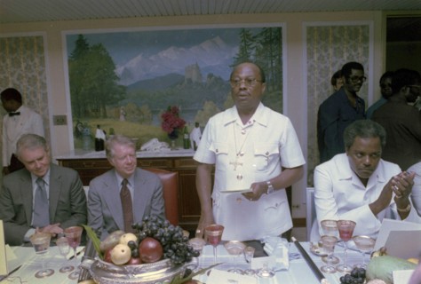 US president Jimmy Carter and Cyrus Vance, hosted by Liberian President William Tolbert, 1978