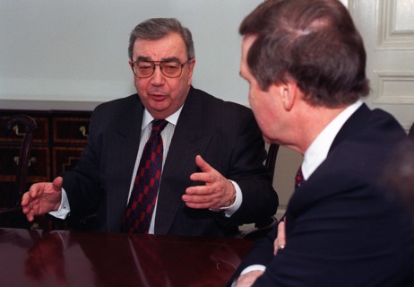 Russian Yevgeny Primakov with US Secretary of Defense William Cohen 1997