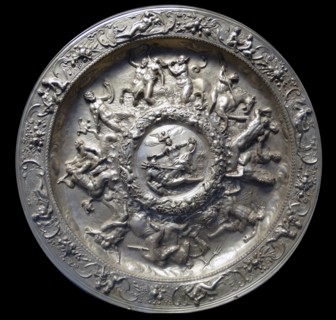 Lomellini Ewer and Basin, 1619 by a Flemish silversmith, active in Genoa. Silver, embossed and chased, with cast details. Genoa was an important maritime powers in the 17th century. This ewer (jug) an...