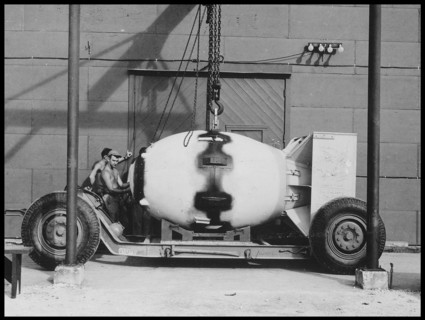 Fat Man on transport carriage, Tinian Island, 1945 'Fat Man' was the codename for the type of atomic bomb that was detonated over the Japanese city of Nagasaki by the United States on 9 August 1945.