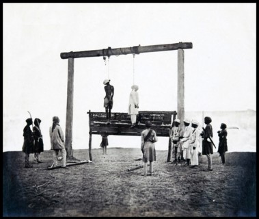 Felice Beato photograph showing the Gallows on which two of the King of Delhi’s sons were hanged for having taken part in the murder of the English resident at Delhi at the commencement of the Indian ...