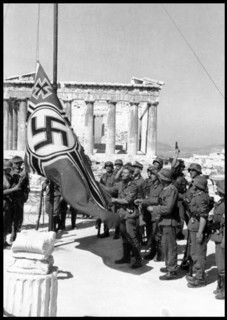German troops raising the swastika over the Acropolis, 1941